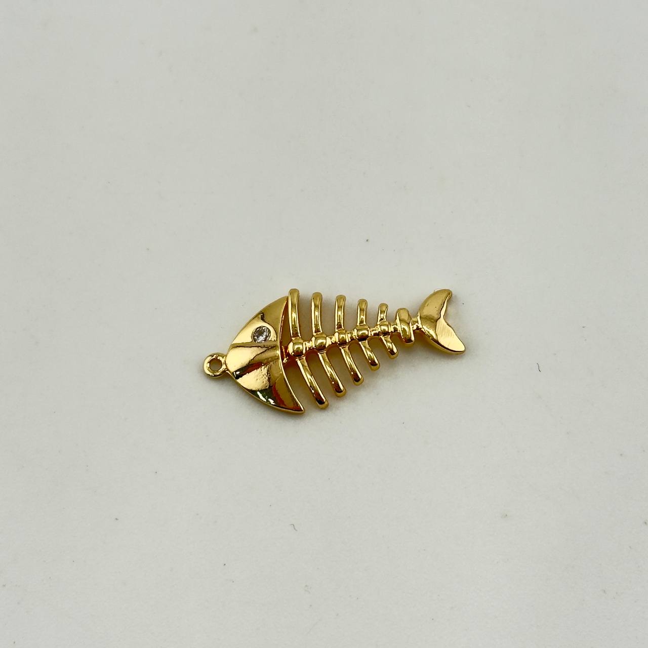 Подвеска скелет рыбы размер 13*26мм цвет золото