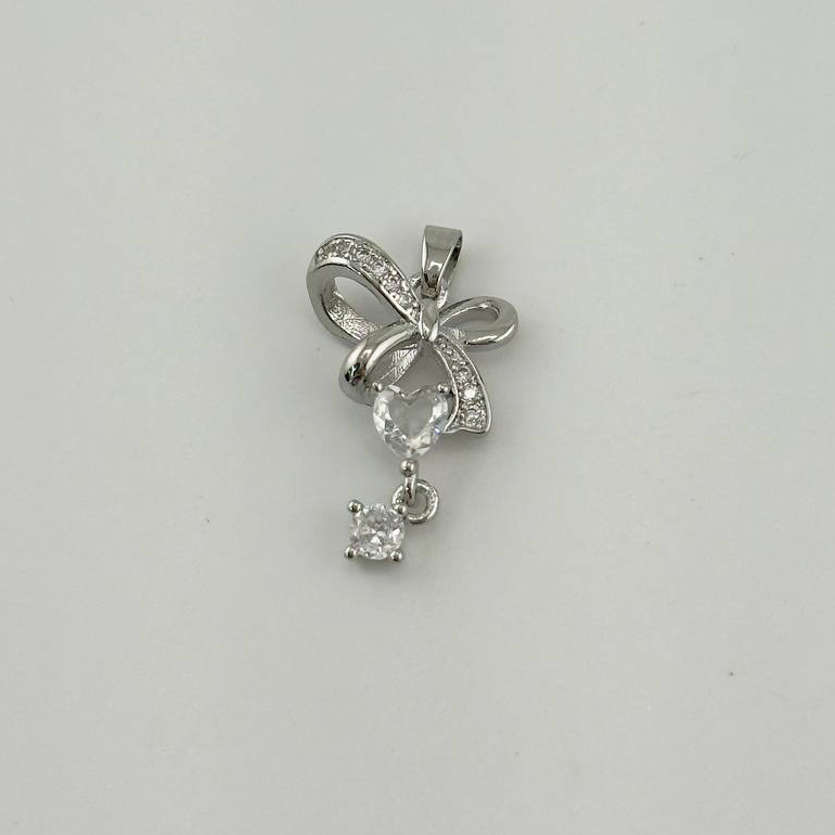 Подвеска Бантик размер 23,6*14,8мм цвет серебро