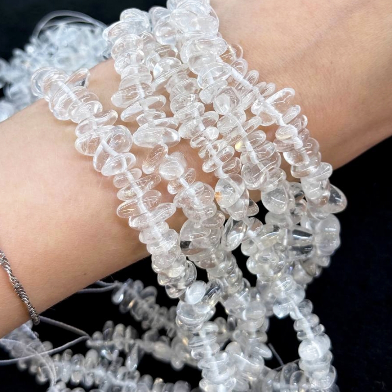 Бусины Горный хрусталь средний размер 12*4мм натуральный камень